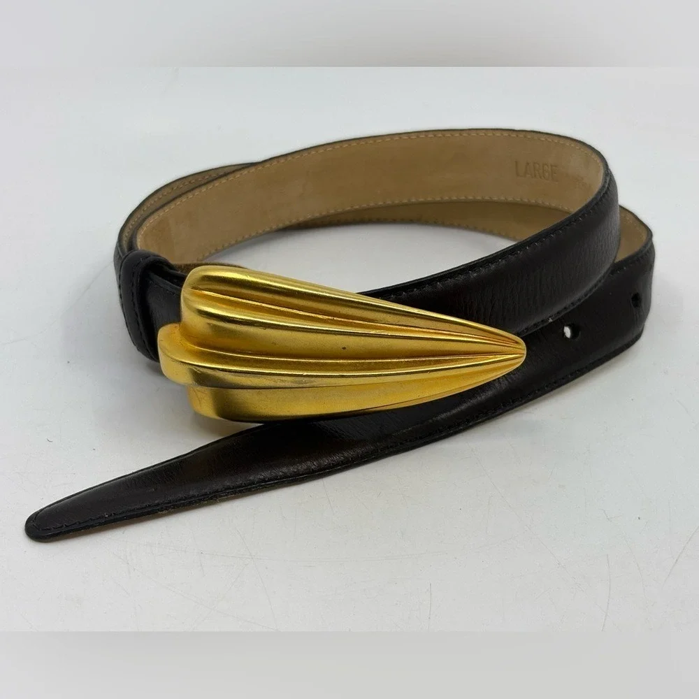 Vintage 1980's ROBERT LEE MORRIS Gold buckle belt size Large
